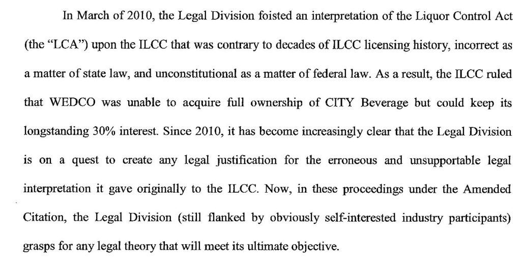 Featured image for “Latest City Beverage Document Blasts ILCC Legal Division”
