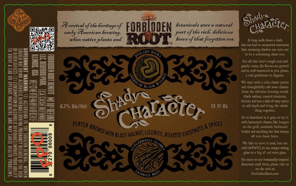 Forbidden Root Shady Character Porter Label