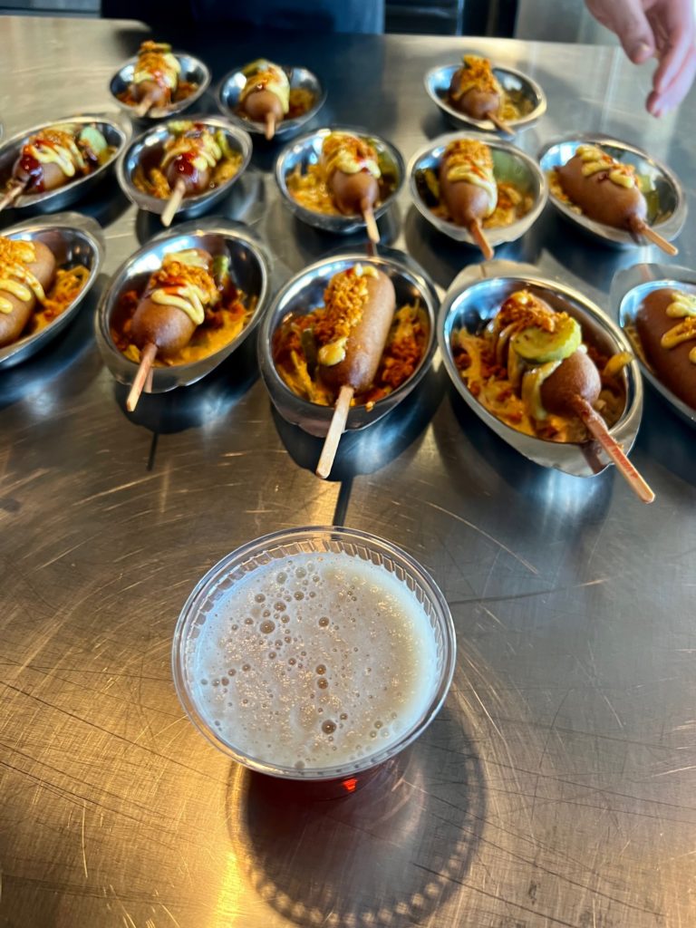 Beers and corn dogs at Brews and Bites.
